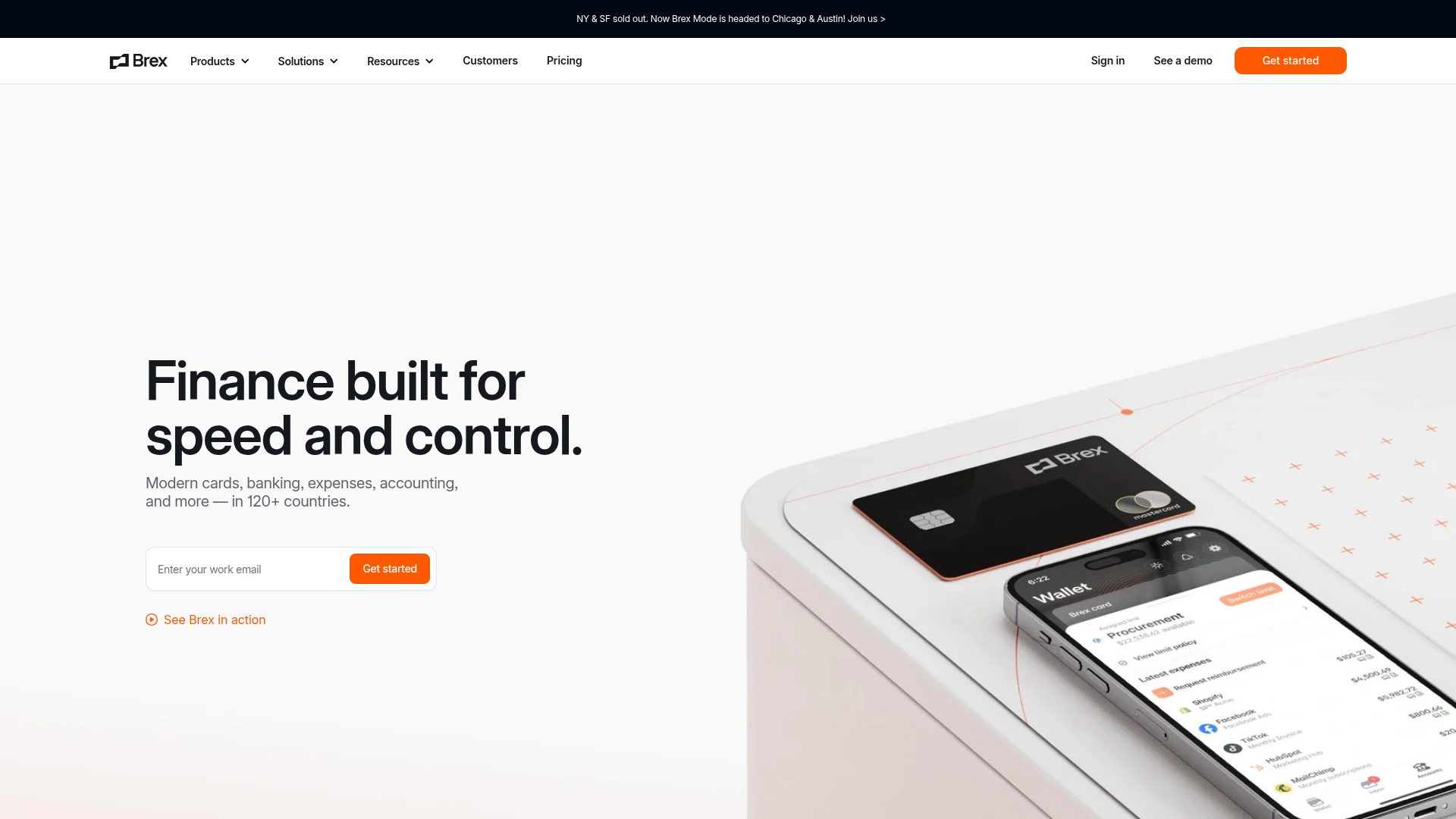 Brex landing page screenshot