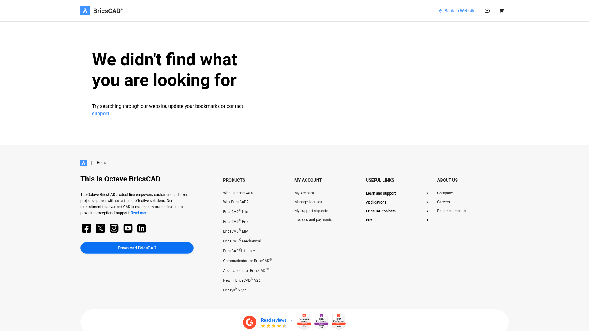 BricsCAD landing page screenshot