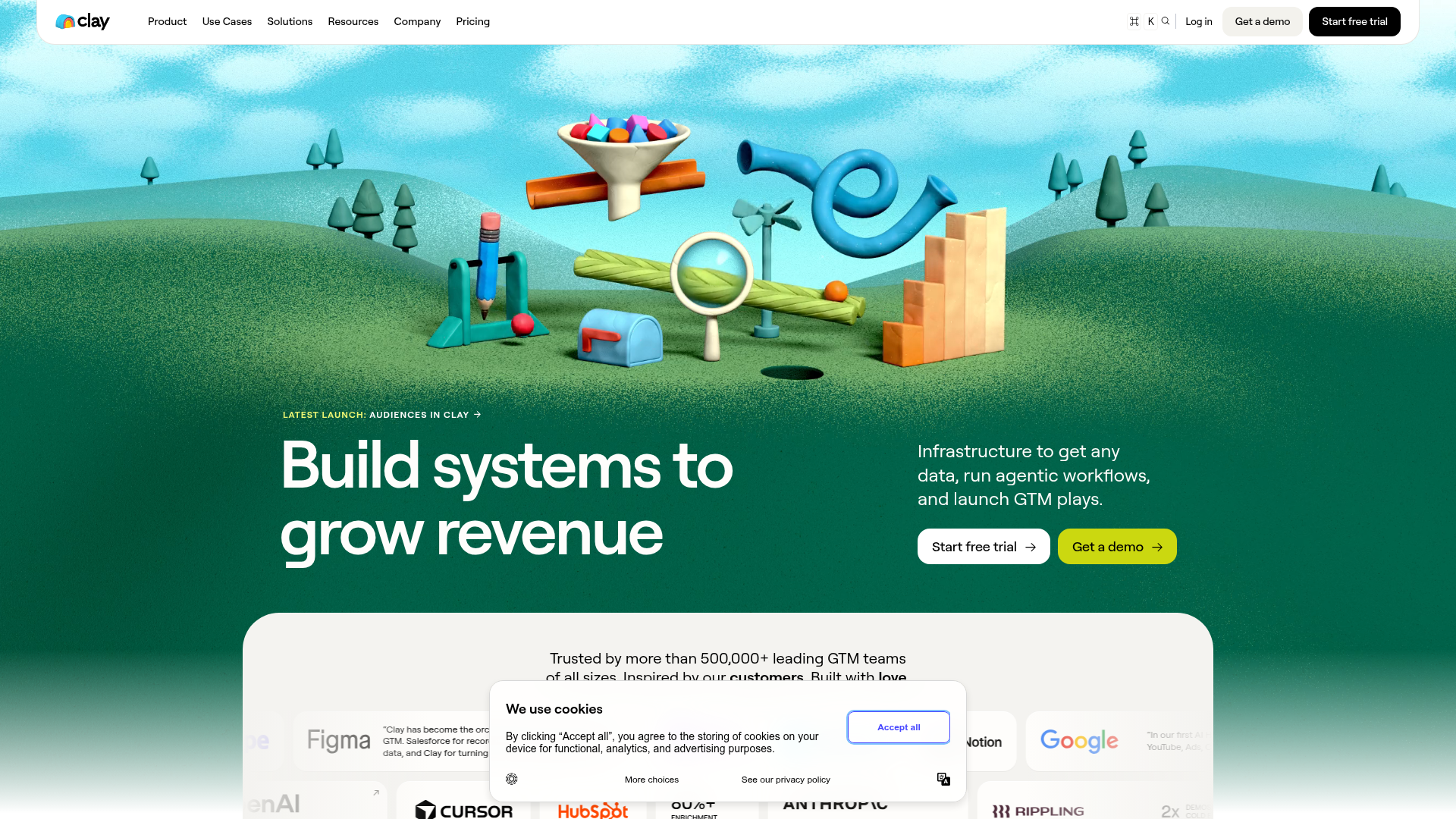 Clay landing page screenshot