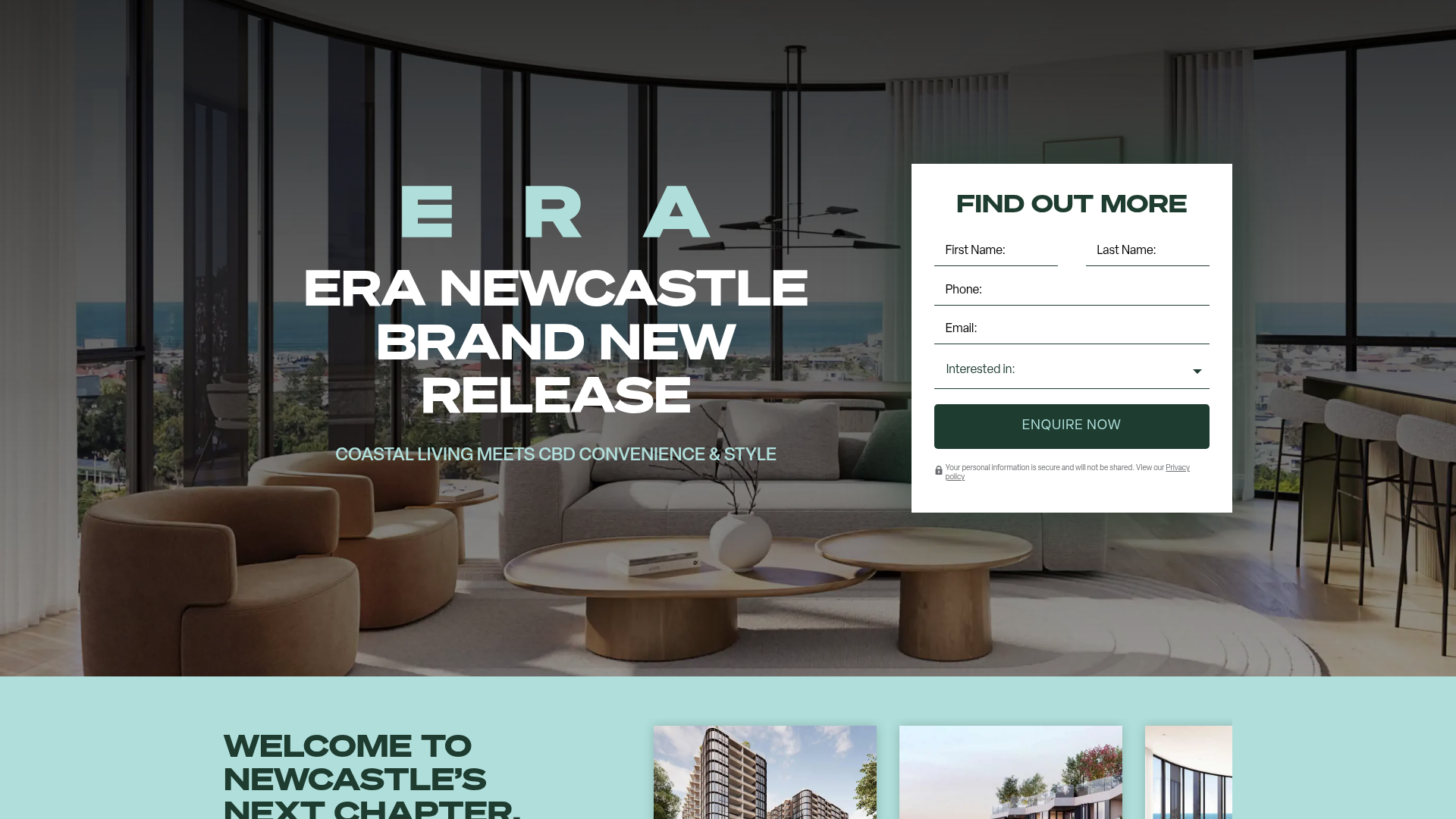 ERA Newcastle landing page screenshot
