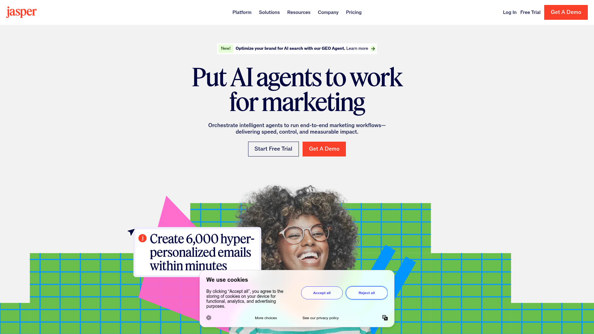 Jasper landing page screenshot