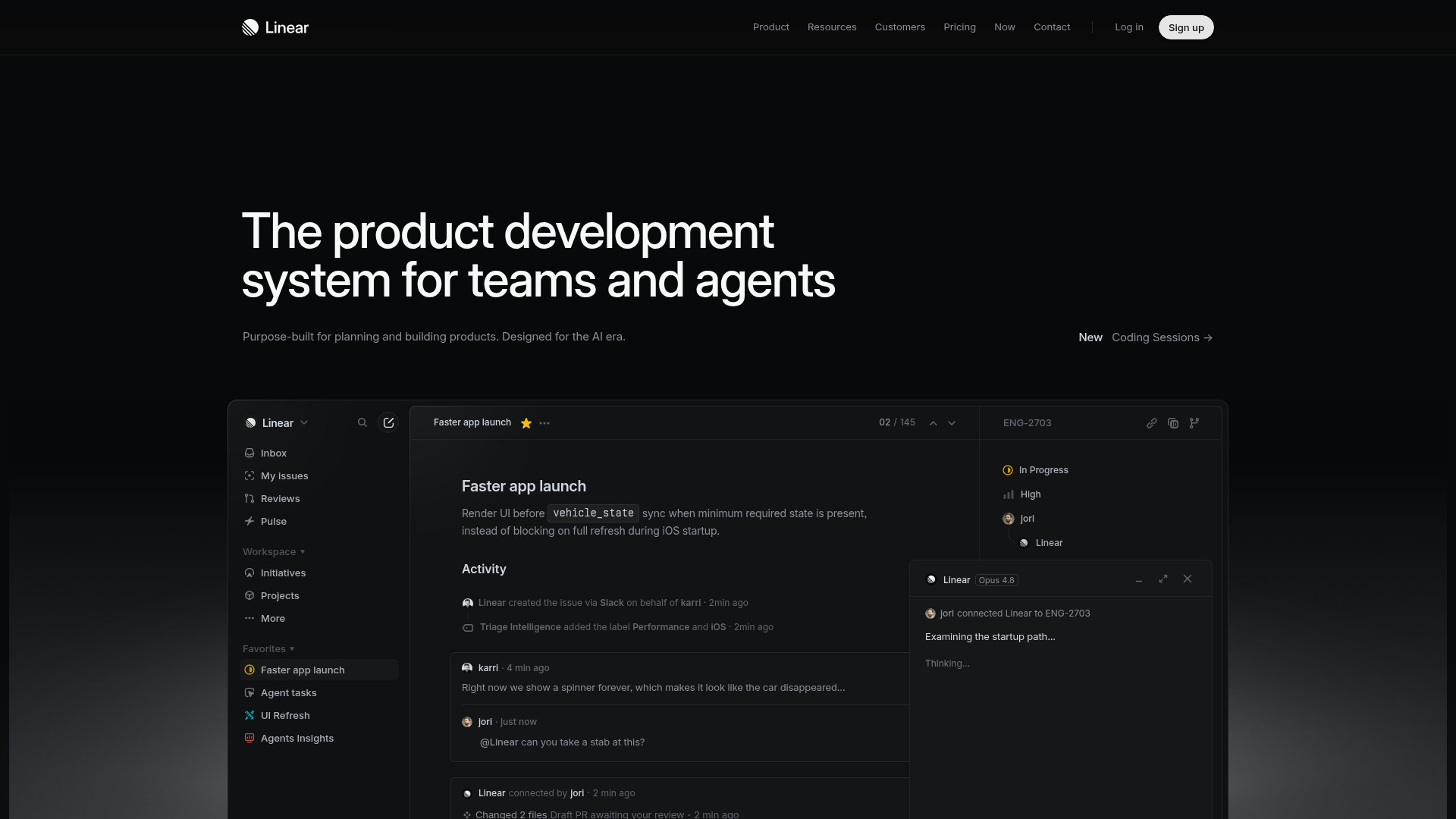 Linear landing page screenshot