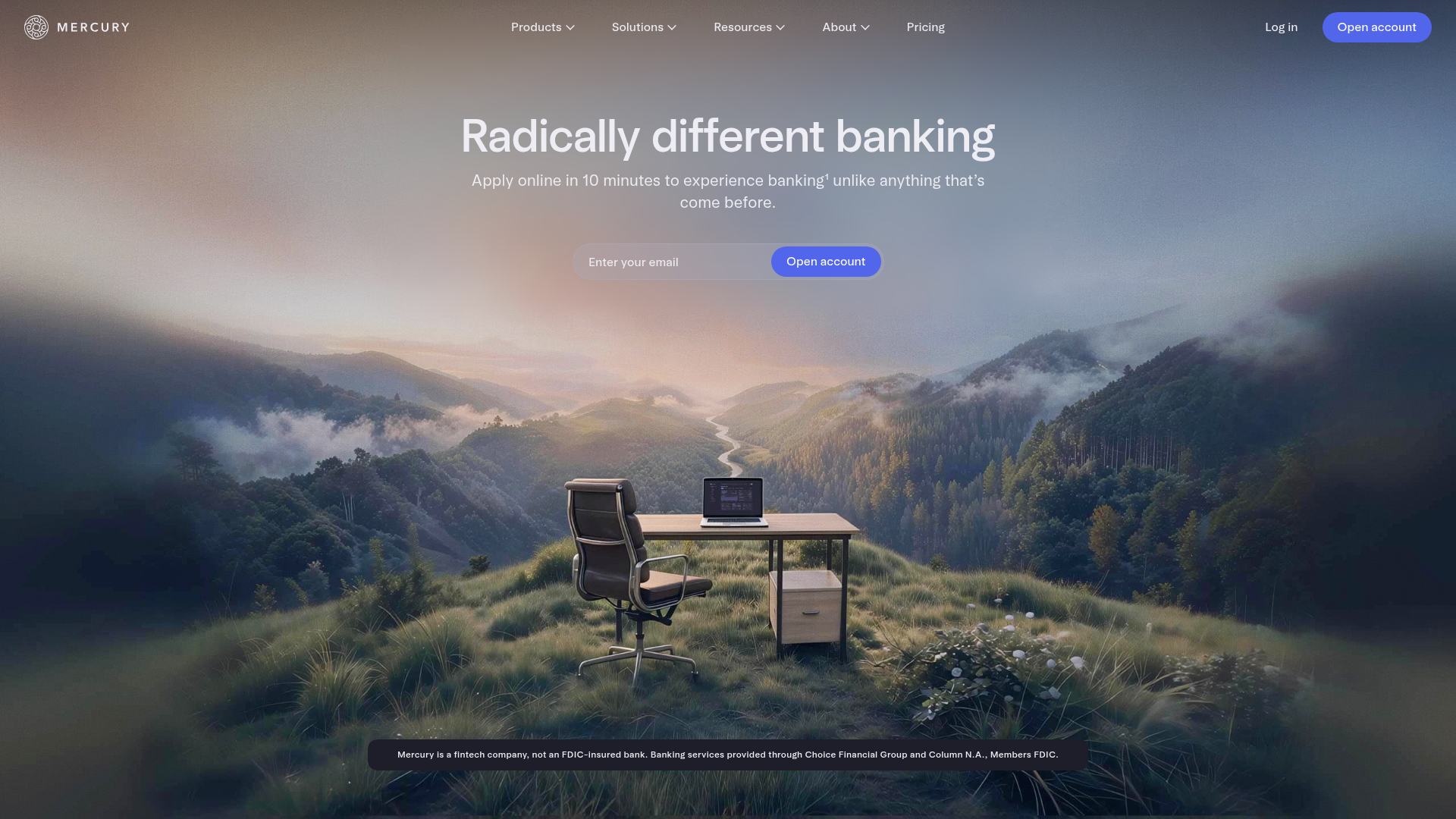 Mercury landing page screenshot