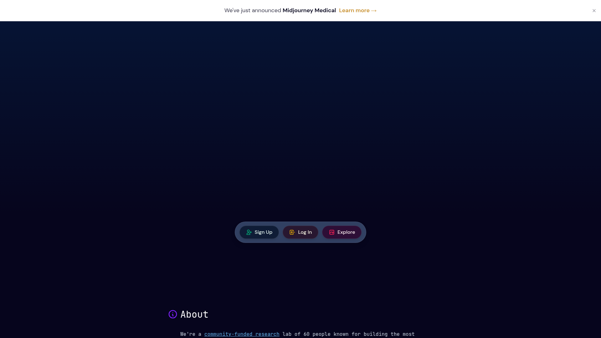 Midjourney landing page screenshot