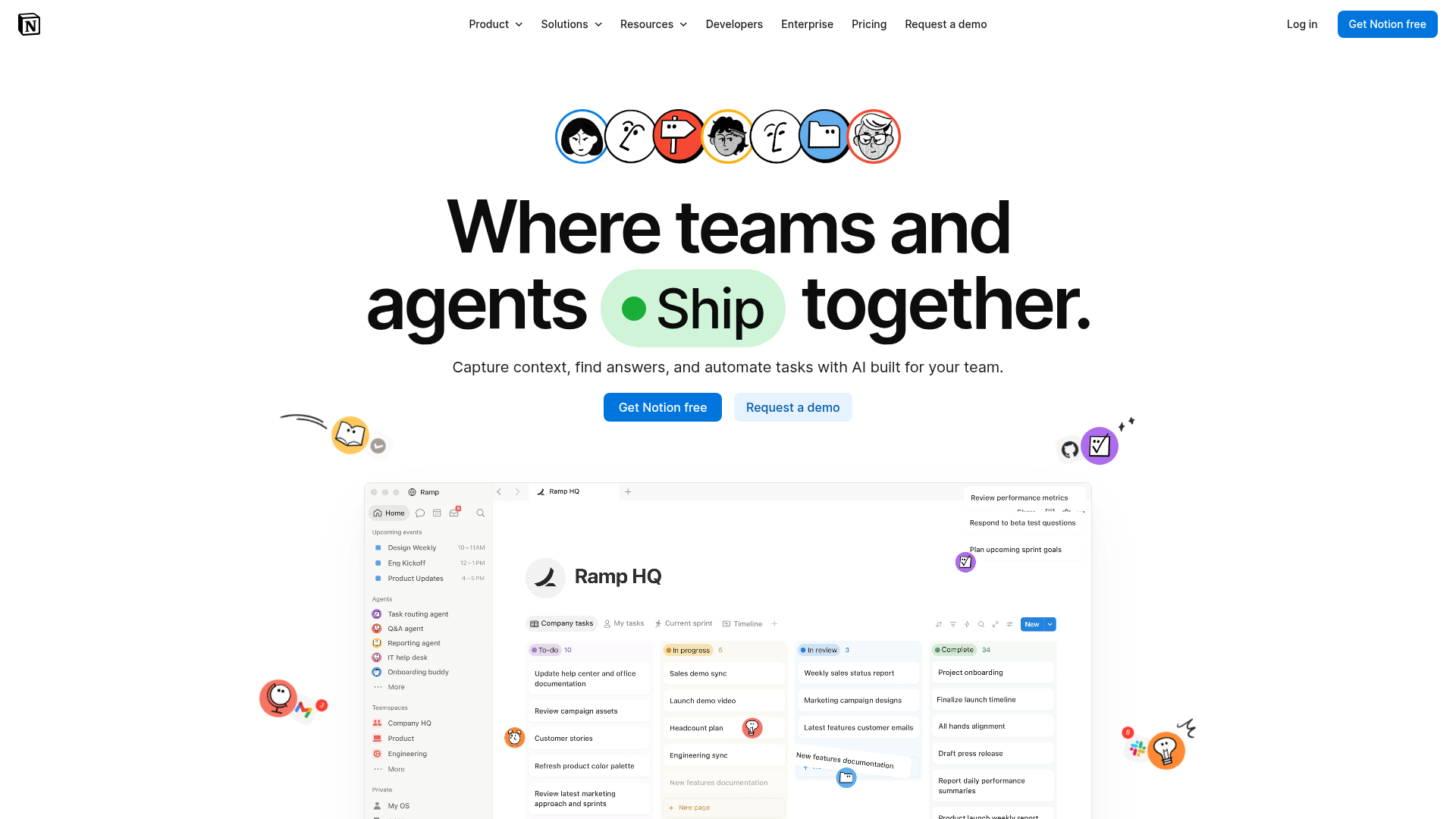 Notion landing page screenshot