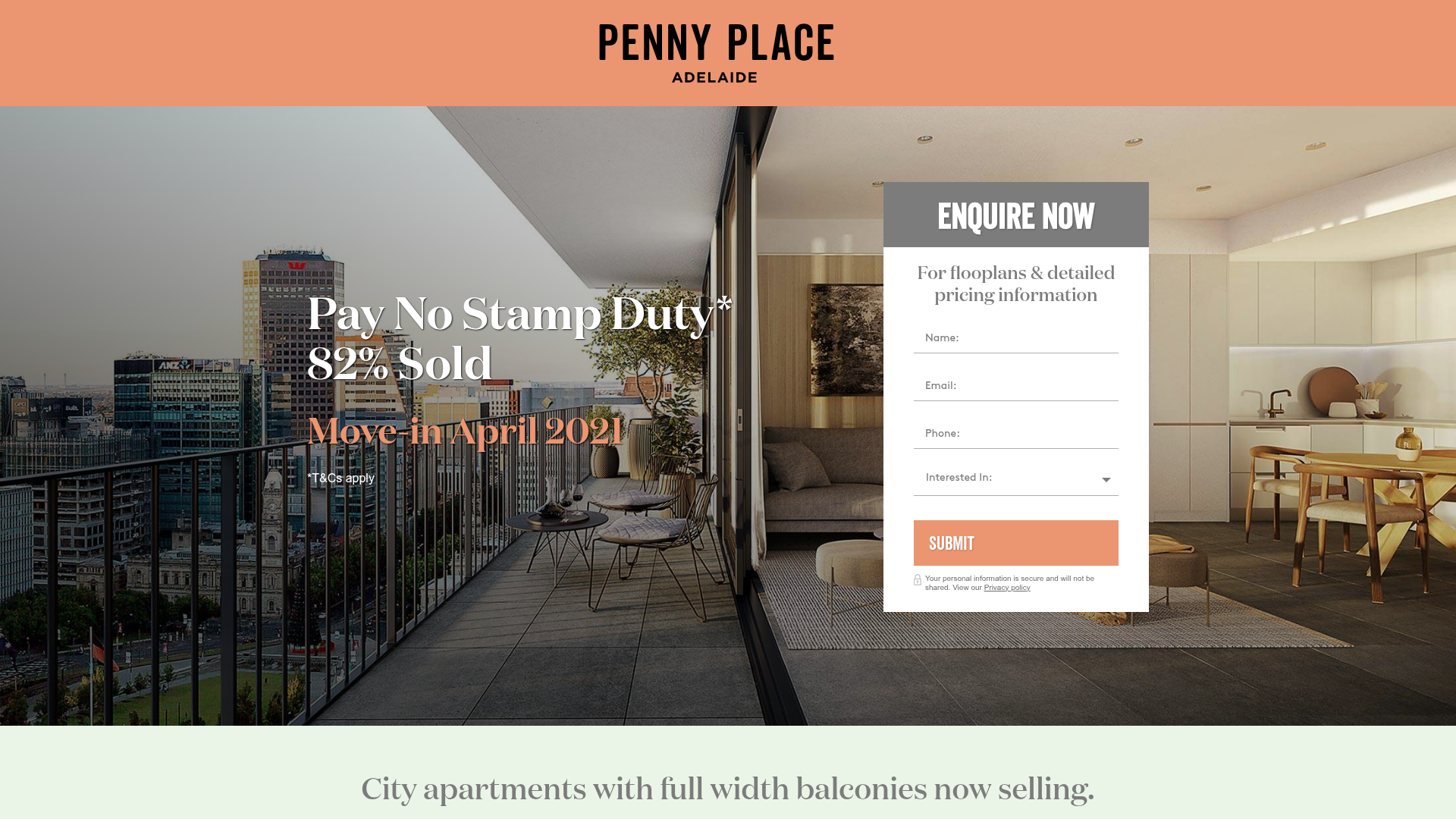 Penny Place landing page screenshot