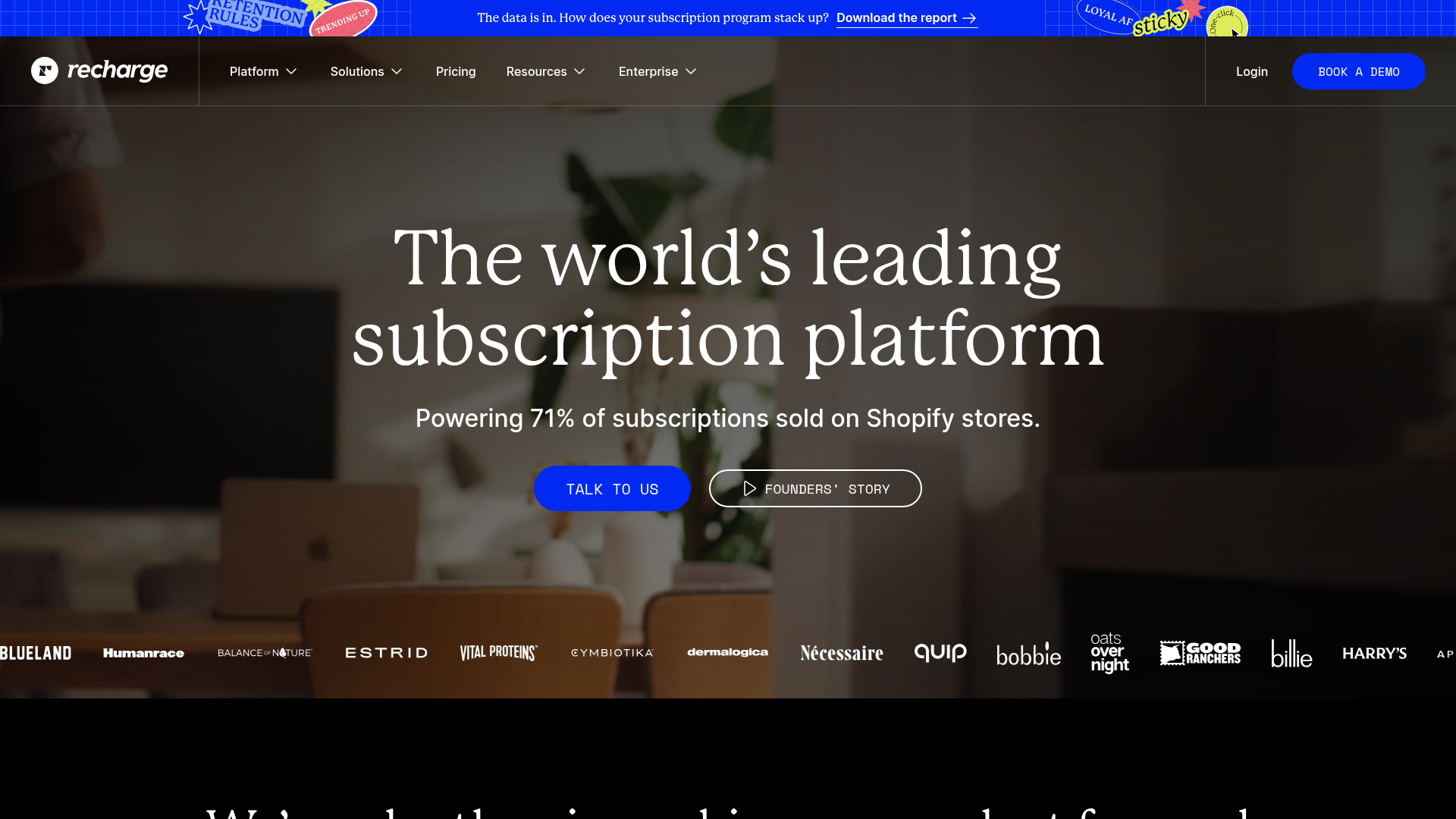 Recharge landing page screenshot