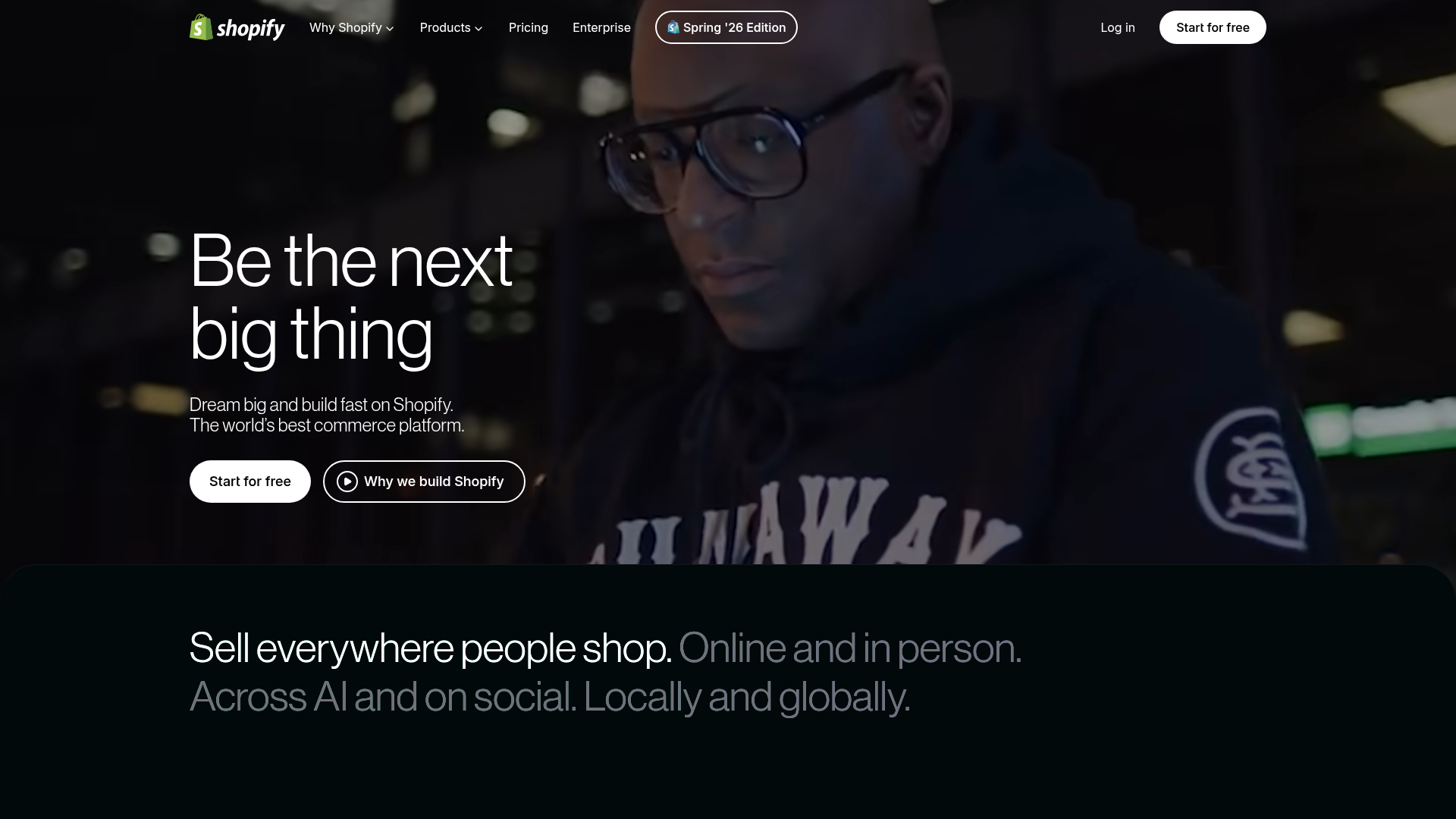Shopify landing page screenshot
